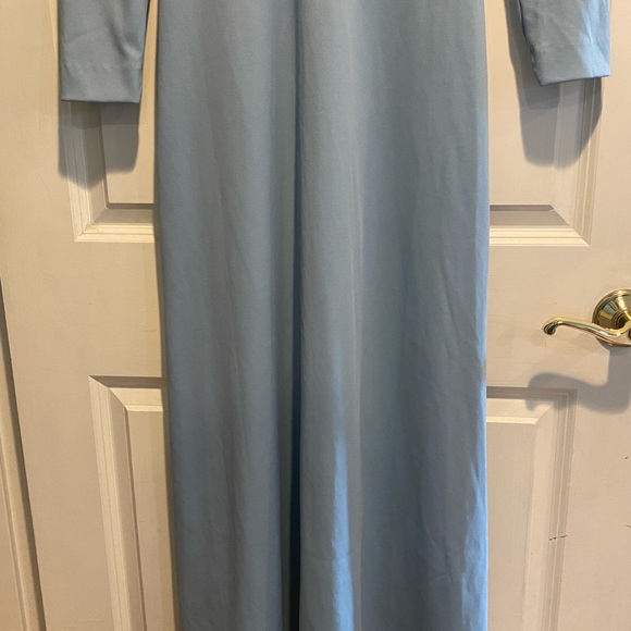 True Vintage 70's Mikey, Jrs. Of CA Light Blue Mock Neck Maxi Gown Sz 5 Juniors - Picture 3 of 7